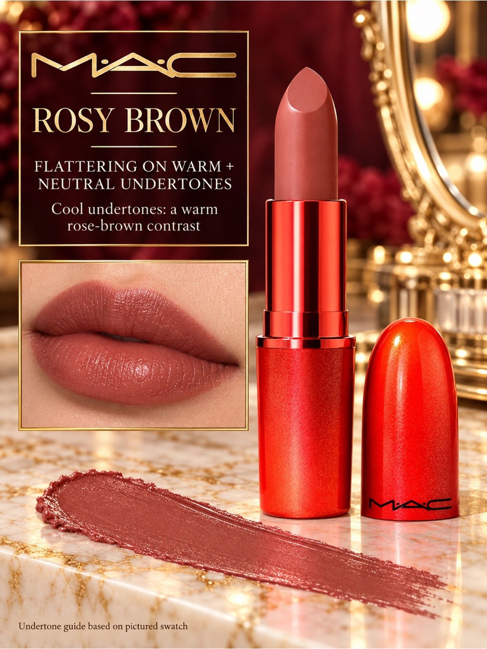 MAC Cosmetics Rosy Brown Lipstick — Warm Rose-Brown Shade